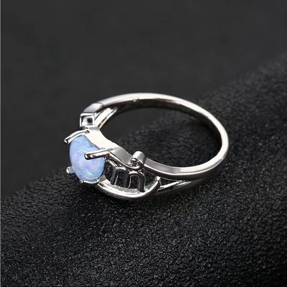 New 925 Silver MOM Delicate Opal Heart With MOM Letter Sweet Finger Ring - Picture 5 of 7